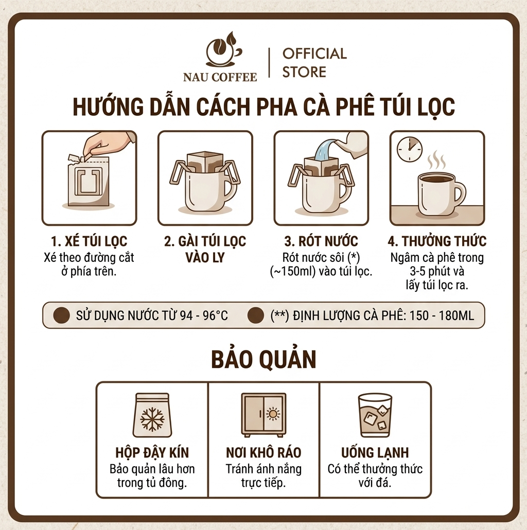 Hướng dẫn pha cà phê túi lọc